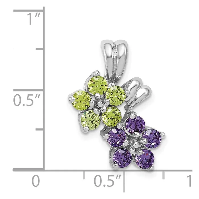 Sterling Silver Rhodiumplated Amethyst and Peridot Floral Pendant Goldia Necklaces
