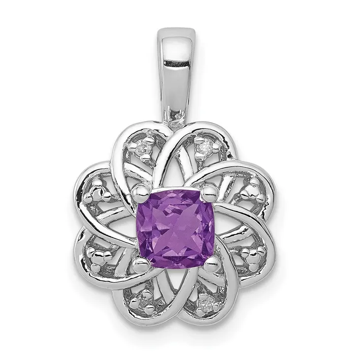 Sterling Silver Rhodiumplated Diamond u0026 Amethyst Pendant Goldia Necklaces Sterling Silver Rhodiumplated Diamond u0026 Amethyst Pendant Goldia Necklaces