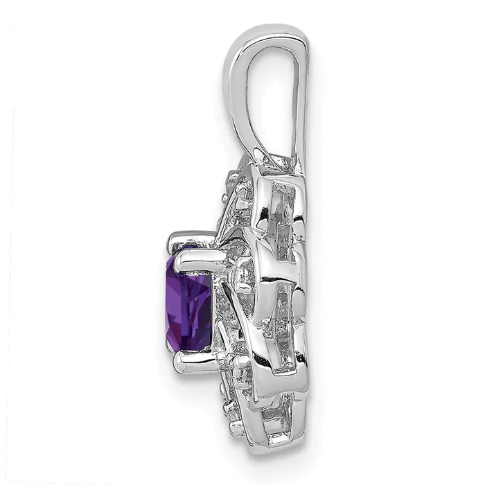 Sterling Silver Rhodiumplated Diamond u0026 Amethyst Pendant Goldia Necklaces
