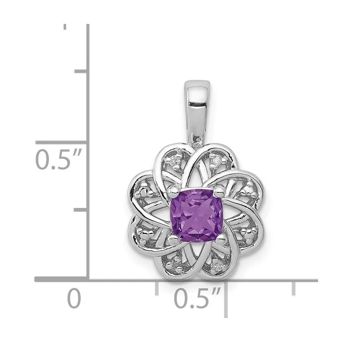 Sterling Silver Rhodiumplated Diamond u0026 Amethyst Pendant Goldia Necklaces