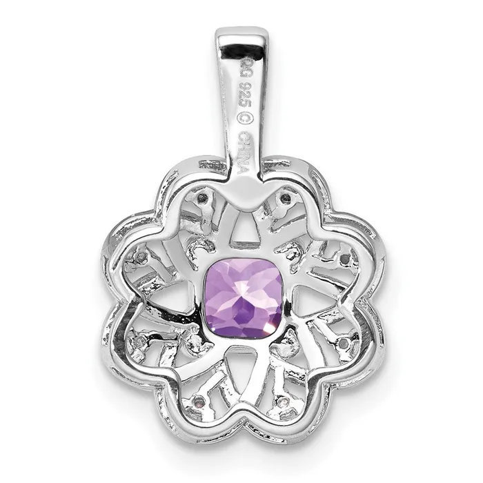 Sterling Silver Rhodiumplated Diamond u0026 Amethyst Pendant Goldia Necklaces