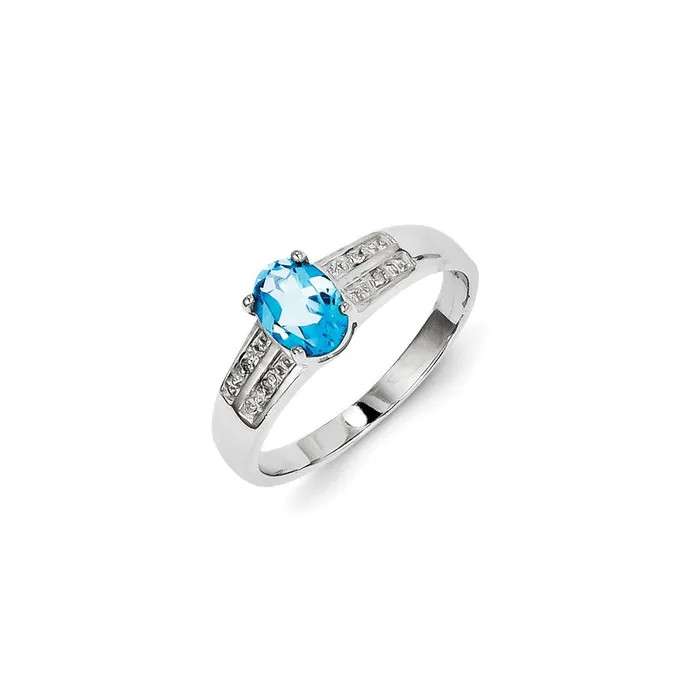 Sterling Silver Rhodium Plated Diamond u0026 Light Swiss Blue Topaz Ring Goldia Rings Sterling Silver Rhodium Plated Diamond u0026 Light Swiss Blue Topaz Ring Goldia Rings
