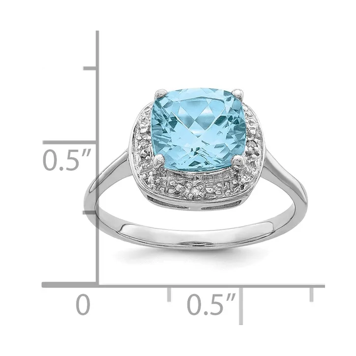 Sterling Silver Rhodium Plated Diamond u0026 Light Swiss Blue Topaz Ring Goldia Rings