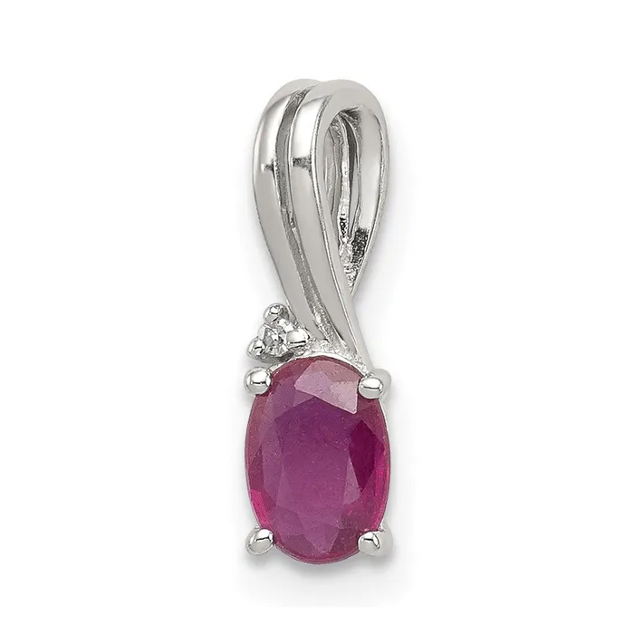 Sterling Silver Rhodium Plated Diamond u0026 Ruby Oval Pendant Goldia Necklaces Sterling Silver Rhodium Plated Diamond u0026 Ruby Oval Pendant Goldia Necklaces