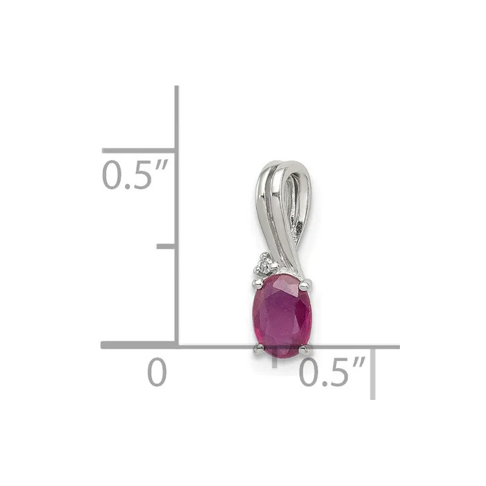 Sterling Silver Rhodium Plated Diamond u0026 Ruby Oval Pendant Goldia Necklaces