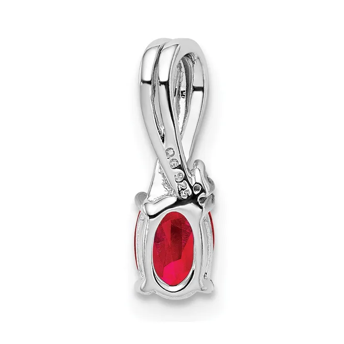 Sterling Silver Rhodium Plated Diamond u0026 Ruby Oval Pendant Goldia Necklaces