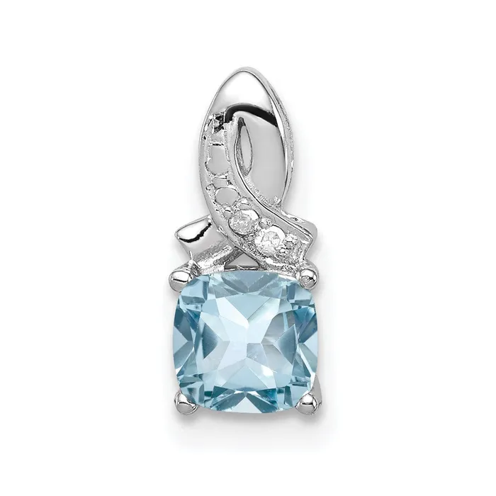 Sterling Silver Rhodiumplated Light Swiss Blue Topaz Diamond Pendant Goldia Necklaces Sterling Silver Rhodiumplated Light Swiss Blue Topaz Diamond Pendant Goldia Necklaces