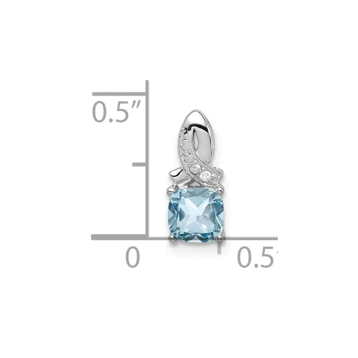 Sterling Silver Rhodiumplated Light Swiss Blue Topaz Diamond Pendant Goldia Necklaces
