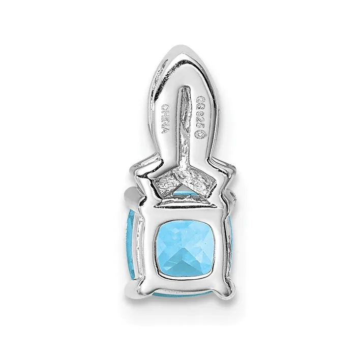 Sterling Silver Rhodiumplated Light Swiss Blue Topaz Diamond Pendant Goldia Necklaces
