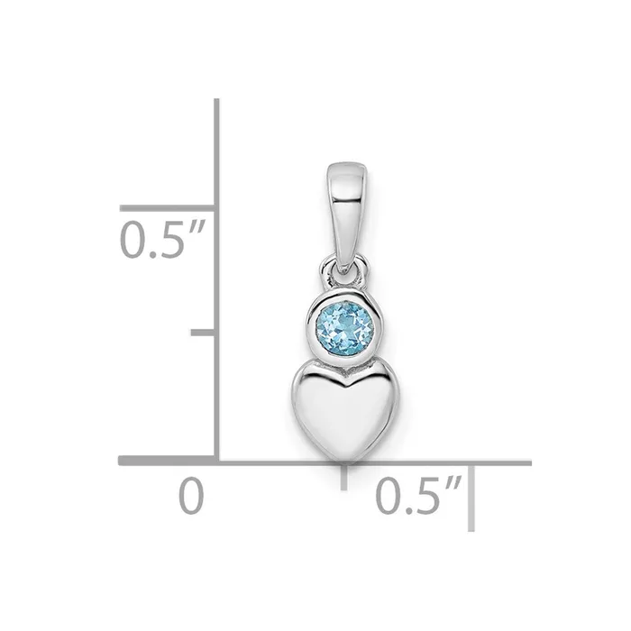 Sterling Silver Rhodiumplated Polished LS Blue Topaz Heart Pendant Goldia Necklaces