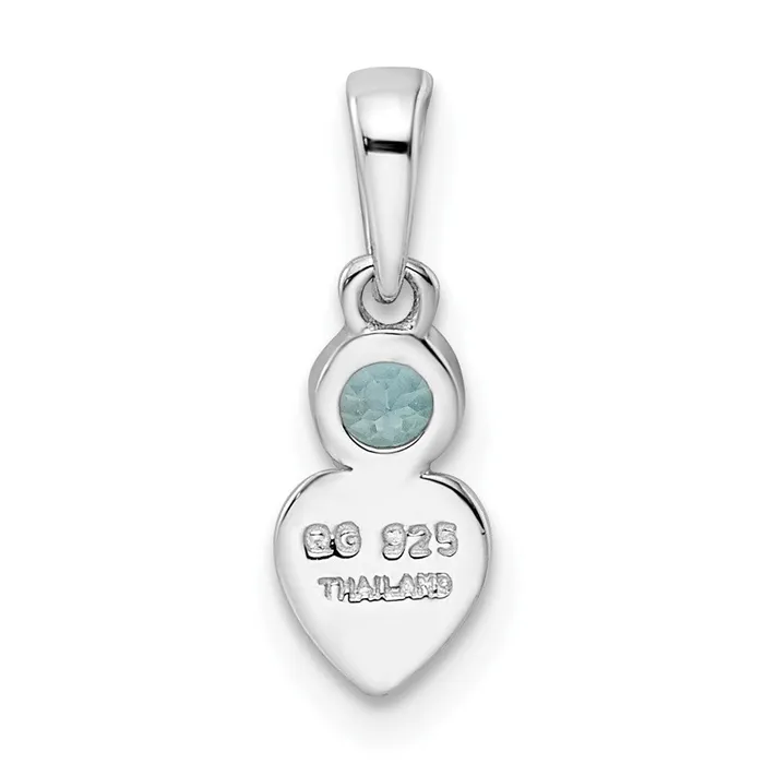 Sterling Silver Rhodiumplated Polished LS Blue Topaz Heart Pendant Goldia Necklaces