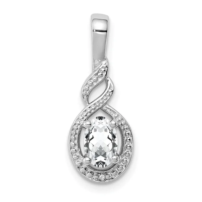 Sterling Silver Rhodiumplated White Topaz u0026 Diamond Pendant Goldia Necklaces Sterling Silver Rhodiumplated White Topaz u0026 Diamond Pendant Goldia Necklaces