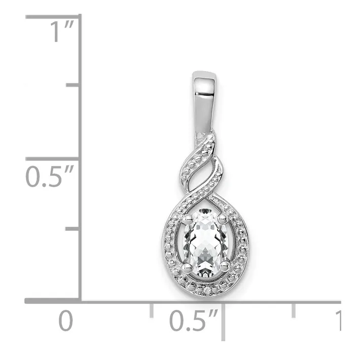 Sterling Silver Rhodiumplated White Topaz u0026 Diamond Pendant Goldia Necklaces