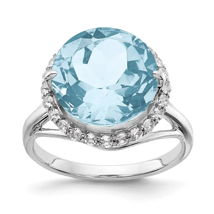 Sterling Silver Rhodium White Topaz u0026 Sky Blue Topaz Ring Goldia Rings