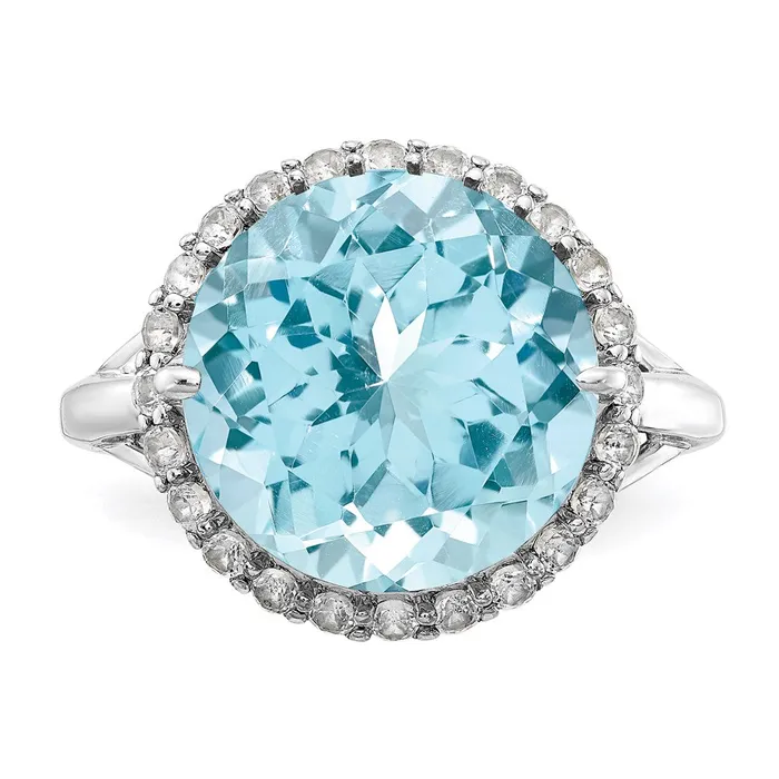 Sterling Silver Rhodium White Topaz u0026 Sky Blue Topaz Ring Goldia Rings