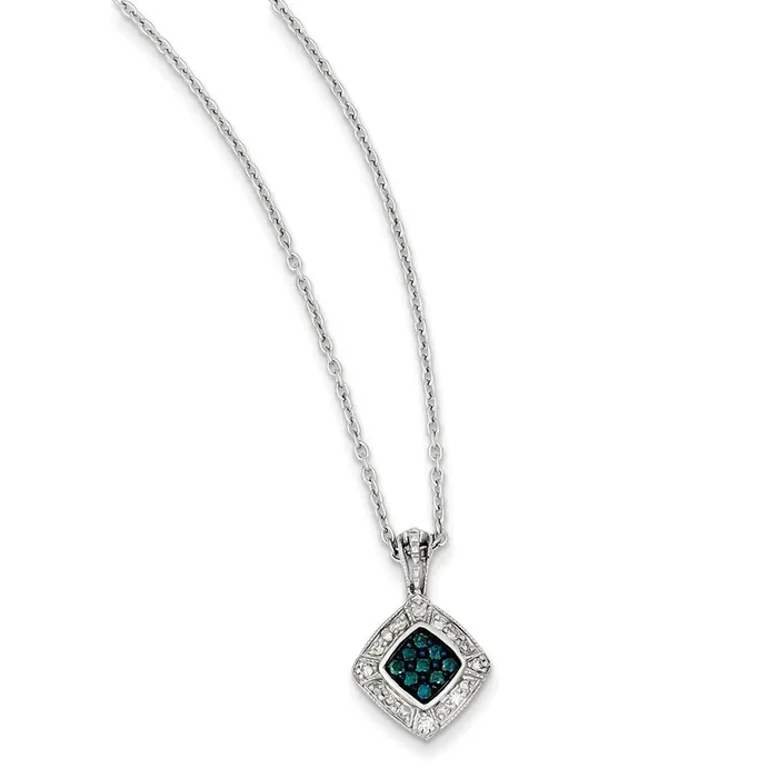 Sterling Silver Small Blue u0026 White Diamond Pendant Goldia Necklaces
