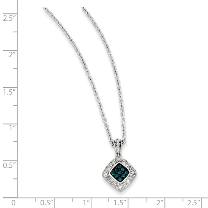 Sterling Silver Small Blue u0026 White Diamond Pendant Goldia Necklaces