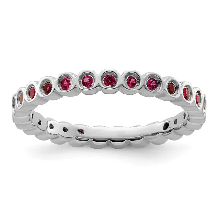 Sterling Silver Stackable Expressions Created Ruby Ring Goldia Rings