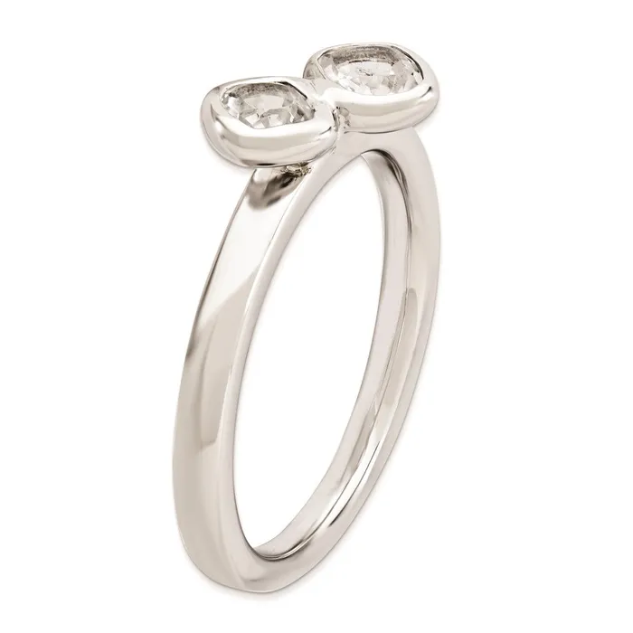 Sterling Silver Stackable Expressions Dbl Cushion Cut White Topaz Ring Goldia Rings