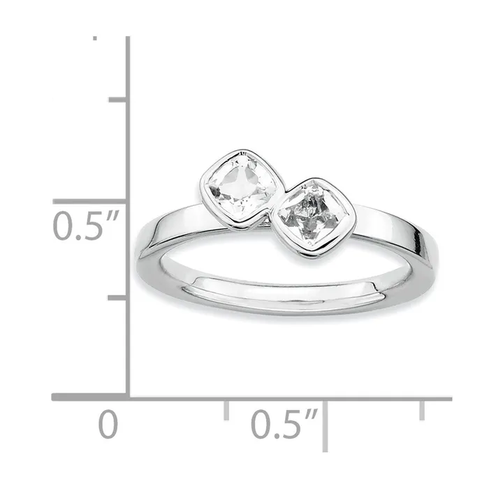 Sterling Silver Stackable Expressions Dbl Cushion Cut White Topaz Ring Goldia Rings
