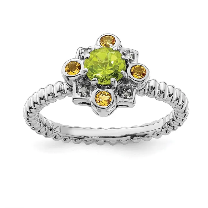 Sterling Silver Stackable Expressions Peridot Citrine u0026 Diamond Ring Goldia Rings Sterling Silver Stackable Expressions Peridot Citrine u0026 Diamond Ring Goldia Rings