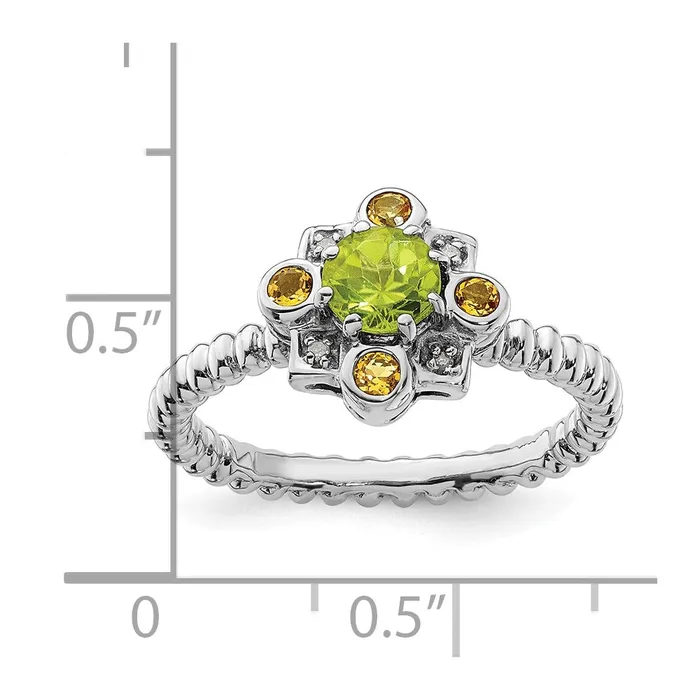 Sterling Silver Stackable Expressions Peridot Citrine u0026 Diamond Ring Goldia Rings
