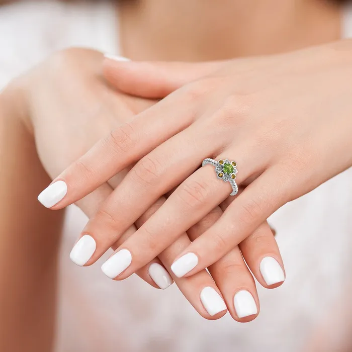 Sterling Silver Stackable Expressions Peridot Citrine u0026 Diamond Ring Goldia Rings