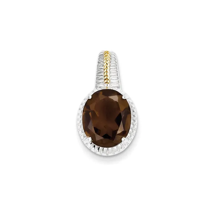 Sterling Silver w Flash Goldplate Accent Smoky Quartz Pendant Goldia Necklaces Sterling Silver w Flash Goldplate Accent Smoky Quartz Pendant Goldia Necklaces
