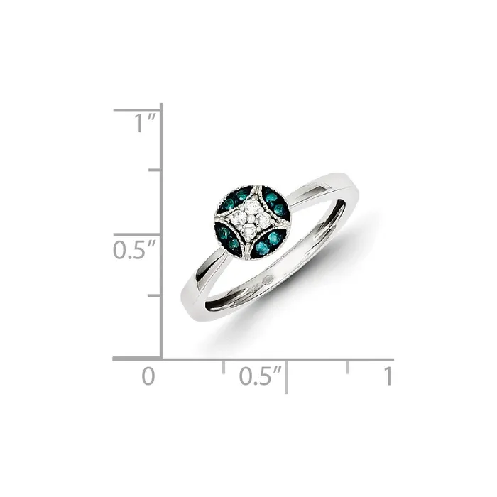 Sterling Silver White u0026 Blue Diamond Cluster Ring Goldia Rings