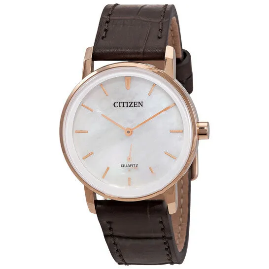 Watches JMS always Original Citizen Quartz White Mother of Pearl Dial Brown Leather Ladies Watch EQ906304D Watches JMS always Original Citizen Quartz White Mother of Pearl Dial Brown Leather Ladies Watch EQ906304D