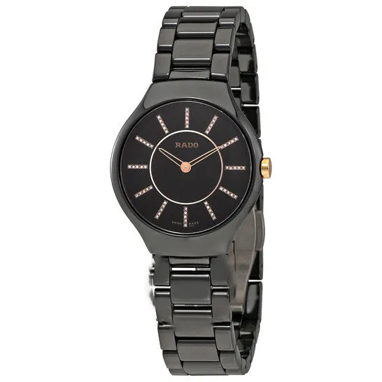 Watches JMS always Original RadoTrue Black Dial Diamond Markers Ladies Ceramic Watch R27742702 Watches JMS always Original RadoTrue Black Dial Diamond Markers Ladies Ceramic Watch R27742702