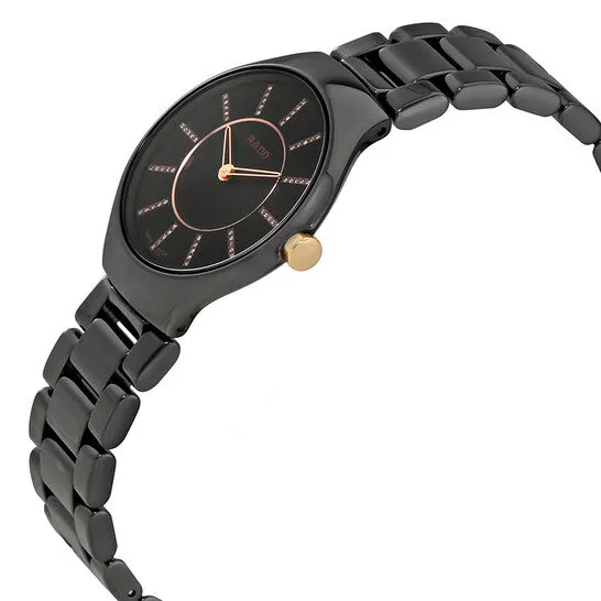 Watches JMS always Original RadoTrue Black Dial Diamond Markers Ladies Ceramic Watch R27742702 Watches JMS always Original RadoTrue Black Dial Diamond Markers Ladies Ceramic Watch R27742702