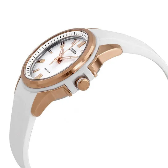 Watches Original Citizen AR EcoDrive Silver Dial Ladies White Silicone Watch FE613601A JMS always Watches Original Citizen AR EcoDrive Silver Dial Ladies White Silicone Watch FE613601A JMS always